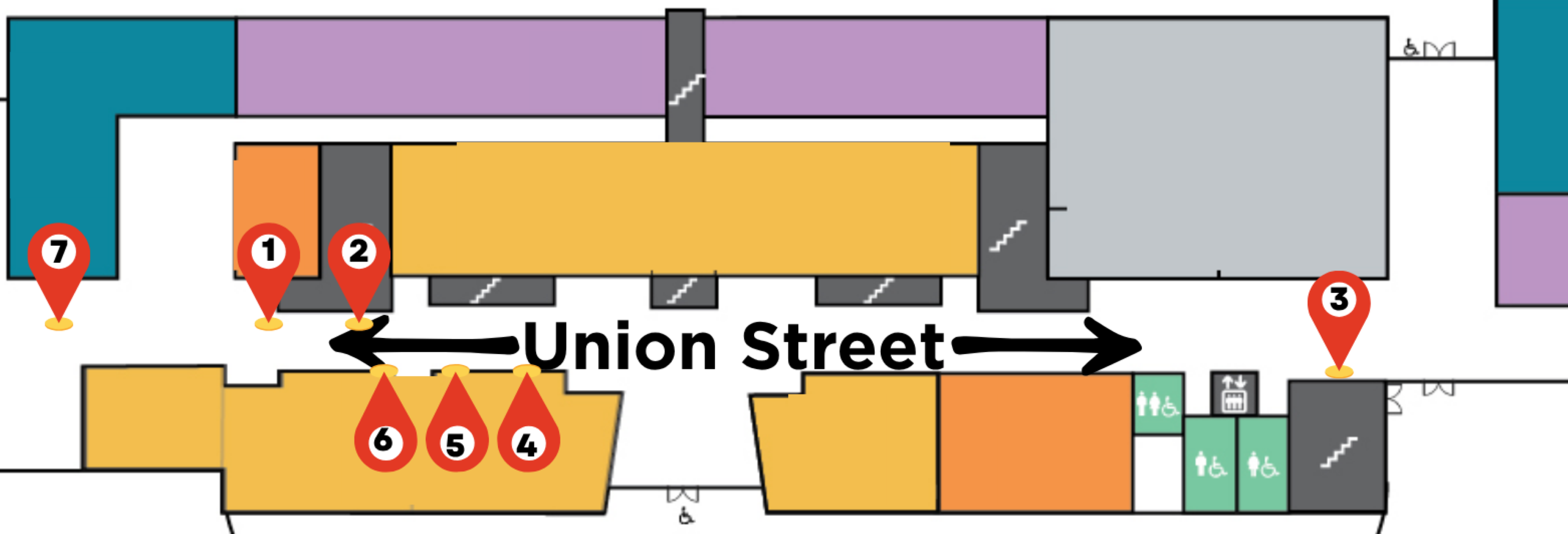 Indoor tabling map show table set up locations