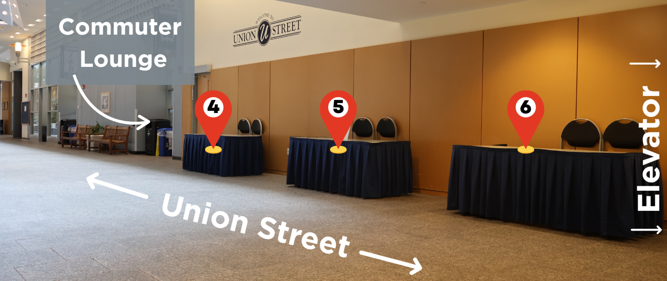 indoor tables 4,5,6 set up