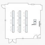 Diagram of room 310 with Classroom layout