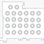 Diagram of SU Ballroom Banquet layout with No Stage